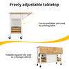 ROLLING KITCHEN ISLAND STORAGE TROLLEY CABINET WITH LARGE WOOD TOP, 3 DRAWERS