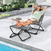 Patio Folding Sling Chair Outdoor Portable Lounge Chair w/Footrest&Cushion