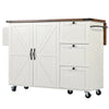 Kitchen Island on Wheels Drop-Leaf Worktop Utility Storage Cart with Drawers
