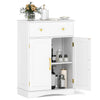 Bathroom White Floor Cabinet Freestanding Storage Cupboard with Drawer