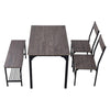 Wood Dining Table and 2 Chair with Bench 4 in 1 Restaurant Kitchen Furniture Set