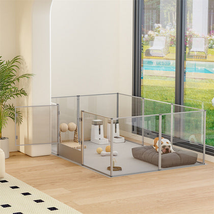 8/10/12 Panels Acrylic Dog Playpen Expandable Pet Puppy Rabbit Animal Cage Hutch