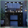 7 Drawers Dressing Desk with 11 LED Lighted Mirror and 3 Light Colors Blabk