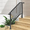 Iron Handrail Stair Railing Hand Rail Kit 3-4 Steps Outdoor Black w/ Bars Black