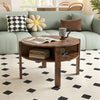 2-Tier Round Coffee Table 74cm Tea Cocktail Table w/ Storage-Coffee