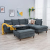 L-Shaped Corner Sofa, Sectional Couch with Built-in USB Port Chaise
