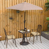 3 PCs Aluminium Garden Coffee Table Set w/ Parasol Hole & Cushions