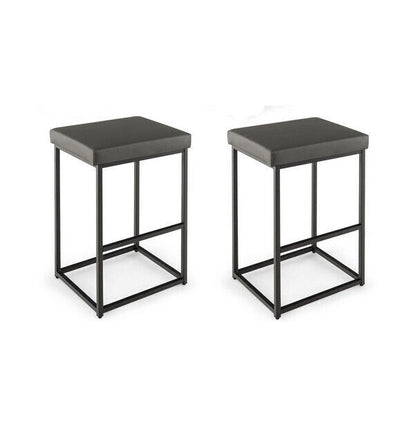 76cm Barstools Set of 2 Counter Height Chairs Modern Upholstered Pub Stools Grey