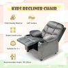 Larger Kids Recliner Chair Adjustable Velvet Fabric Lounge Sofa Recliner-Grey