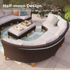 7 Piece Patio Conversation Sofa Set Wicker Outdoor Furniture Sets with Cushioned