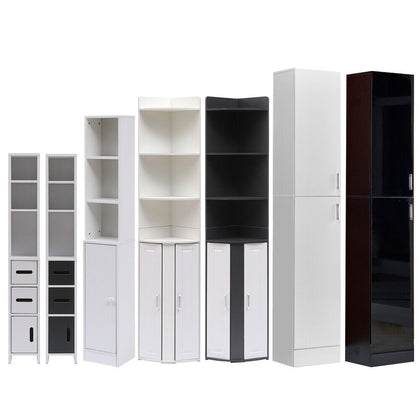 Modern Bathroom Tall Cabinet with Storage Shelf&Door Corner Shelf Bookshelf