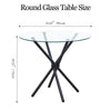Round Clear Tempered Glass Dining Table Black Metal Legs Kitchen Dining Room
