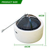 Cream Faux Concrete Round MgO Fire Pit Grill 18" BBQ Bowl Camping Heater Burner