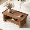 120cm Solid Wood Coffee Table, Rustic Rectangular Center Table for Living Room