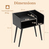 Bedroom End Table Mid Century Modern Nightstand with Open Shelves-Black
