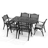 7 Piece Patio Dining Set with Garden Umbrella Table & 6 Chairs Outdoor Furniture