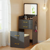 MakeUp Vanity Set with Visible Glass Desktop, Compact Vanity with 3 Drawers