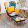 Retro Patchwork Butterfly Wing Back Armchair Single Sofa Lounge Chair+ Footstool