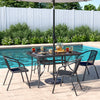 Marble Top Garden Patio Table Outdoor Furniture Metal Frame with Umbrella Hole