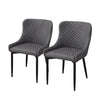 Pair Grey Faux Leather PU Dining Chairs Dining Room Chair Retro Modern Kitchen