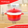 Non Stick Cast Iron Oven Proof Cooking Pot w/ Lid 6.9L Red , - from Nuovva