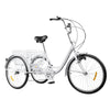 24" Adult Tricycle 6-Speed White 3 Wheel Bicycle Cruise Trike with Basket + Lamp