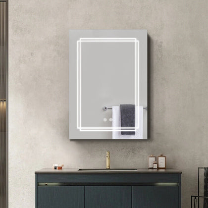 Mirror Cabinet with Dimmable LED Lights/Shave Socket/Touch Swtich/Storage Shelf