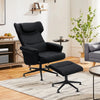 2 Pcs Reclining Armchair with Ottoman Swivel Home Furniture PU Leather Black
