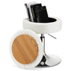 360° Accent Storage Ottoman Swivel Makeup Chair Upholstered Footrest White