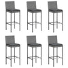 7 Piece Garden Bar Set with Cushions Grey Poly Rattan