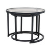 Nesting Coffee Table Set of 2 Glass Top Sofa Side End Tables Metal Framed Black