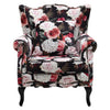 Chesterfield Floral Armchair Fabric Velvet Wing Back Fireside Sofa Accent Chair