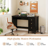 Computer Desk Modern Writing Desk with 3 Drawers-Black