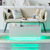 High Gloss Coffee Table Lift Up With StorageSofa End Table LED Light Modern