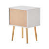 Bedside Table Nightstand Cabinet Wood Legs 2 Drawers Side Table Storage