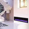 60inch Electric Fireplace Crystals LED Fire Heater Inset Wall/Freestanding Black
