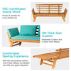Acacia Wood Garden Sofa Bed Folding Daybed Collapsible Chaise Lounge w/ Cushion