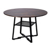 Rustic Brown 120cm Round Wooden Dining Table Steel Frame with Storage Shelf
