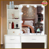 White Dressing Table Mirror with Lights Stool Makeup Vanity Set Desk + 6 Drawers