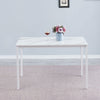 4pcs Grey Faux Leather Dining Chairs & White Marble MDF Top Dining Table Set