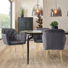 Set of 2/4 Grey Modern Velvet Kitchen Dining Chairs Soft Padded Seat Metal Legs