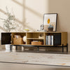 150cm Modern TV Unit Cabinet Storage TV Stand With 2 Rattan Doors Living Room