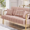Nude pink Velvet Sofa Couch 143.5cm Gold-tone Metal Upholstered Design 2 Pillows