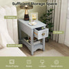 Bedside Table Set of 2 Bedroom Compact Table with Drawer & Storing Shelf-Grey