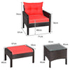 5 Piece Patio Rattan Sofa Set Outdoor Garden Wicker Lounge Chair with Ottoman
