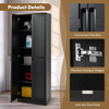 Storage Cabinet Wooden Tall Pantry Cupboard 2 Door Shelves Freestanding Black