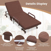 Portable Folding Guest Bed Adjustable Single Sleeper Bed w/ Mattress & Wheels
