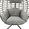 Hanging Rattan Basket Swing Chair Indoor Outdoor Egg Chair Seat Cushion w/ Stand