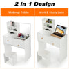 Dressing Table with Drawer Makeup Desk Dresser w/Mirror and Stool Bedroom White