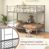 198x98CM Metal Bunk Beds Single over Single Loft Bed Frame w/Ladder & Guardrails